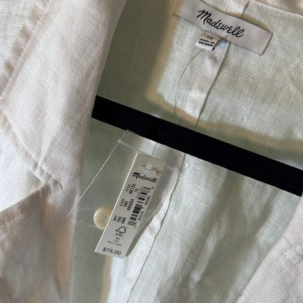 Madewell  1X Plus 100% Linen Resort Shirt white - Picture 7 of 7